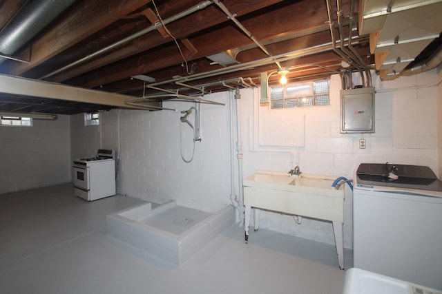 328 Dwight Ave, Joliet, IL 60436 - below grade area with washer / clothes dryer, electric panel, and plenty of natural light