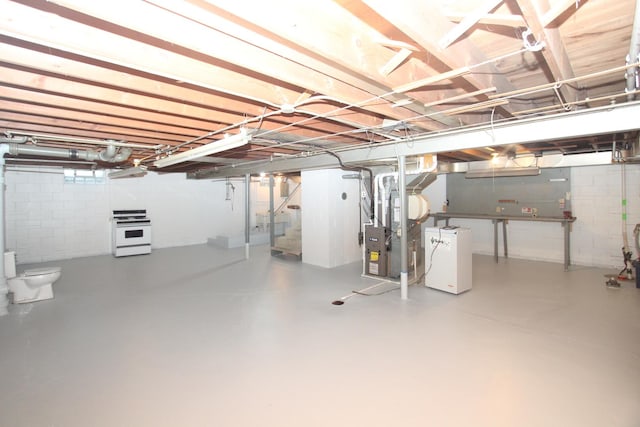 328 Dwight Ave, Joliet, IL 60436 - unfinished basement featuring stairway and heating unit