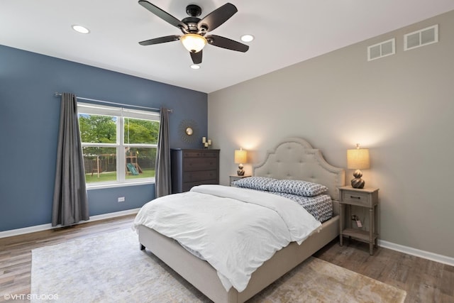 527 Capital Ln, Gurnee, IL 60031 - bedroom with wood finished floors, recessed lighting, and a ceiling fan