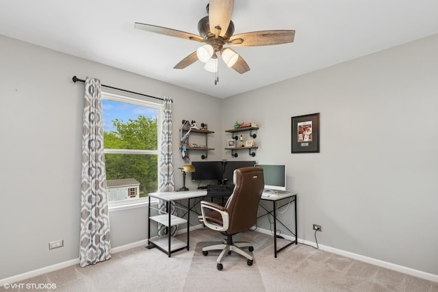527 Capital Ln, Gurnee, IL 60031 - office area featuring carpet floors and ceiling fan
