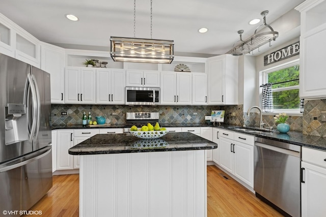 527 Capital Ln, Gurnee, IL 60031 - kitchen featuring stainless steel appliances, light wood finished floors, white cabinets, and recessed lighting