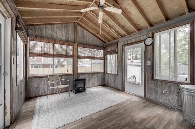 3917 Jonathan Simpson Dr, Joliet, IL 60431 - sunroom / solarium with vaulted ceiling and a wood stove