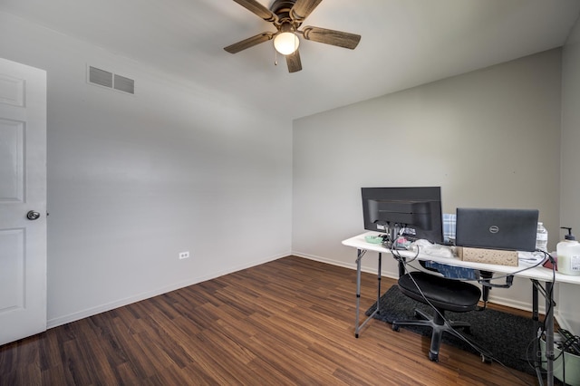 3917 Jonathan Simpson Dr, Joliet, IL 60431 - office area with wood finished floors and a ceiling fan