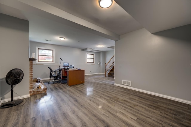 3917 Jonathan Simpson Dr, Joliet, IL 60431 - office space with baseboards and dark wood-style flooring