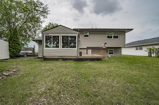 3917 Jonathan Simpson Dr, Joliet, IL 60431 - back of property with a wooden deck and a yard