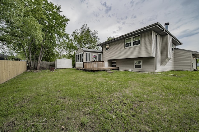 3917 Jonathan Simpson Dr, Joliet, IL 60431 - rear view of house featuring a shed and a wooden deck