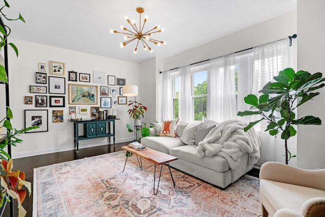 4006 W Wellington Ave Unit 3, Chicago, IL 60641 - living area with a chandelier and wood finished floors