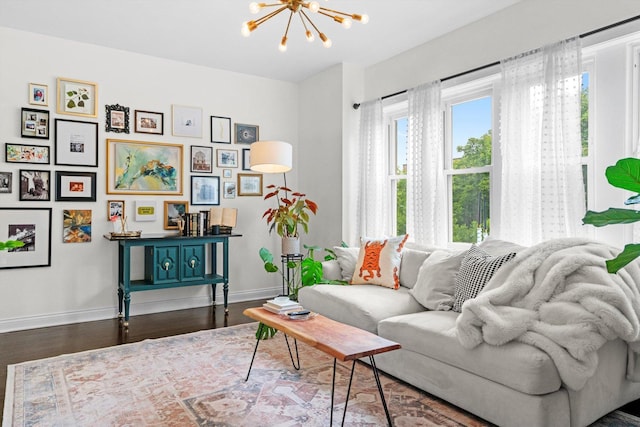 4006 W Wellington Ave Unit 3, Chicago, IL 60641 - living area with a chandelier and wood finished floors