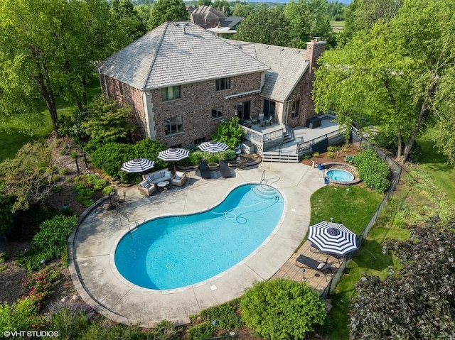 22902 W Lochanora Dr, Hawthorn Woods, IL 60047 - community pool featuring a hot tub, a deck, and a patio area