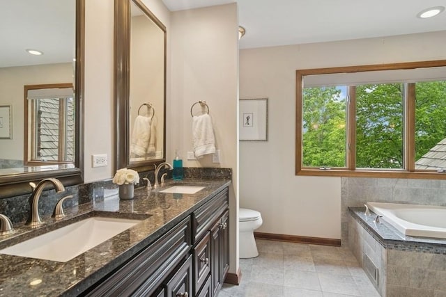 22902 W Lochanora Dr, Hawthorn Woods, IL 60047 - full bath featuring double vanity, a garden tub, and tile patterned floors