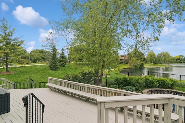 22902 W Lochanora Dr, Hawthorn Woods, IL 60047 - wooden terrace with a water view and a yard