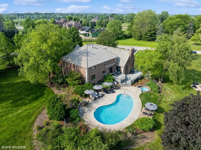 22902 W Lochanora Dr, Hawthorn Woods, IL 60047 - view from above of property featuring a pool area