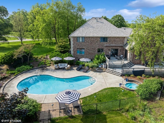 22902 W Lochanora Dr, Hawthorn Woods, IL 60047 - view of pool with a deck, a patio area, and a hot tub