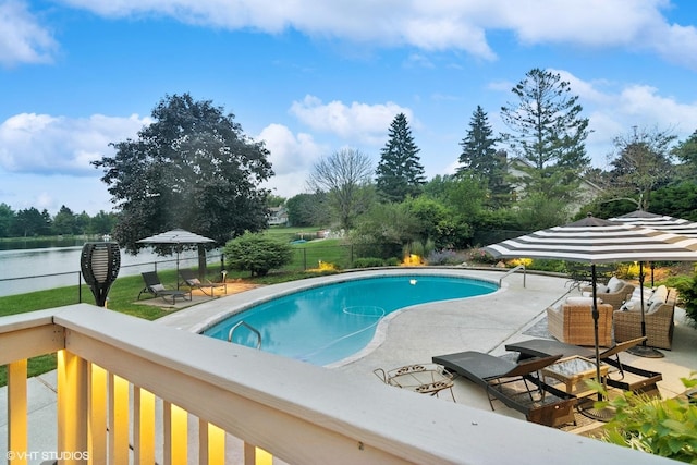22902 W Lochanora Dr, Hawthorn Woods, IL 60047 - view of pool featuring a fenced backyard, a patio area, and a water view