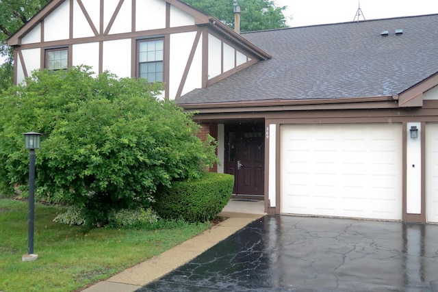 369 Ferndale Ct Unit B1, Schaumburg, IL 60193 - view of front facade with roof with shingles, stucco siding, an attached garage, and driveway