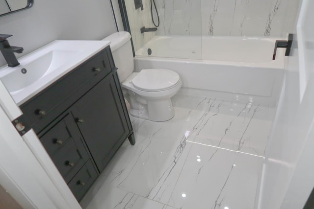 369 Ferndale Ct Unit B1, Schaumburg, IL 60193 - bathroom with marble look tiles, vanity, and shower / bathtub combination
