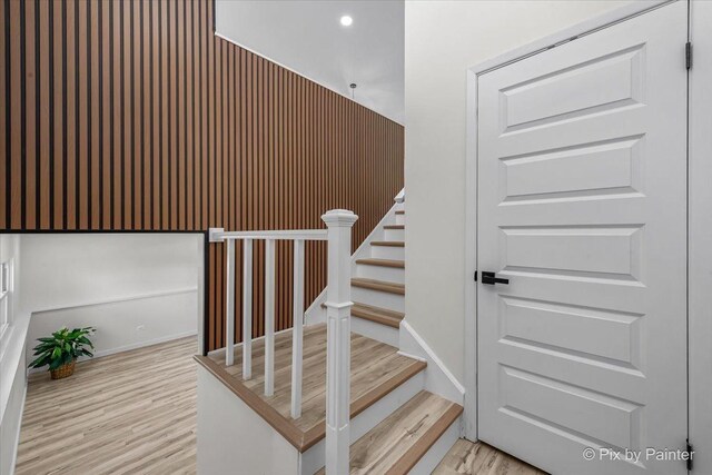 215 Brighton Rd, Elk Grove Village, IL 60007 - stairway with wood finished floors and baseboards