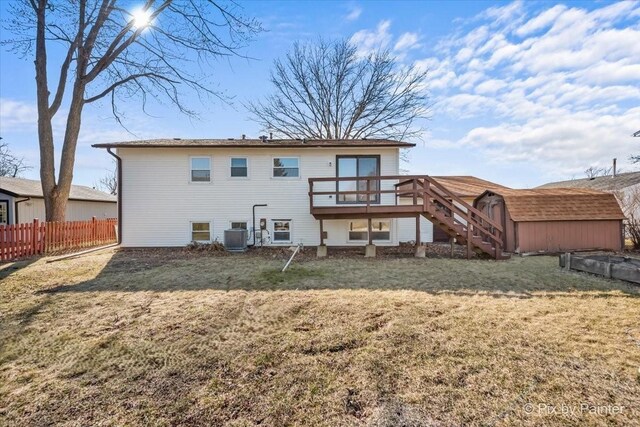 215 Brighton Rd, Elk Grove Village, IL 60007 - back of house featuring a shed, a deck, and stairway