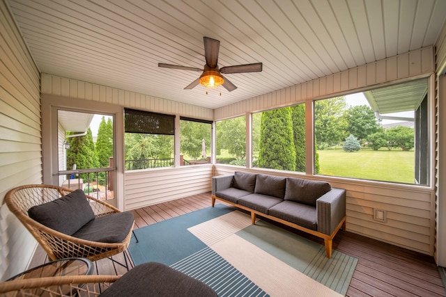 4526 Winn Rd, Sterling, IL 61081 - sunroom with ceiling fan and outdoor lounge area