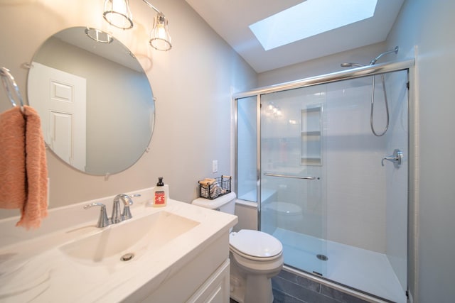 4526 Winn Rd, Sterling, IL 61081 - full bathroom featuring a skylight, vanity, and a stall shower