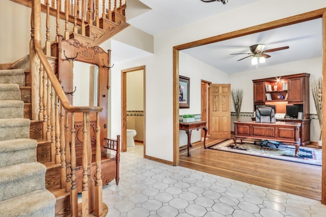 195 Hollow Way, Ingleside, IL 60041 - home office with a ceiling fan and light floors