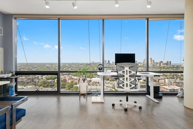 860 W Blackhawk St Unit 2106, Chicago, IL 60642 - office with expansive windows, wood finished floors, and track lighting