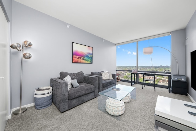 860 W Blackhawk St Unit 2106, Chicago, IL 60642 - living area featuring floor to ceiling windows and carpet