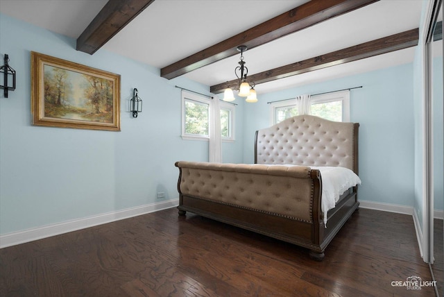 515 W Diversey Ave, Addison, IL 60101 - bedroom featuring dark wood-type flooring and beamed ceiling
