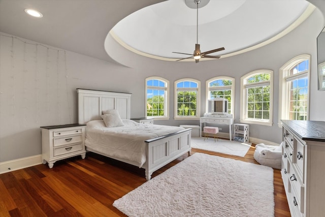 11010 W 131st St, Palos Park, IL 60464 - bedroom with dark wood finished floors, recessed lighting, and a ceiling fan