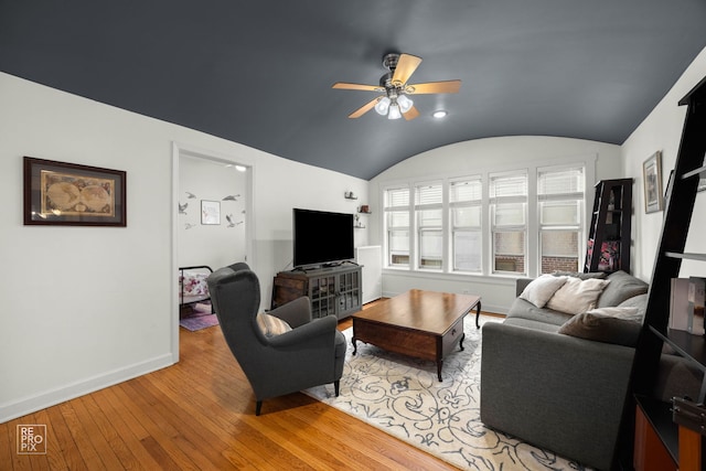 1252 W Pratt Blvd Unit 2, Chicago, IL 60626 - living room with vaulted ceiling, a ceiling fan, and hardwood / wood-style flooring