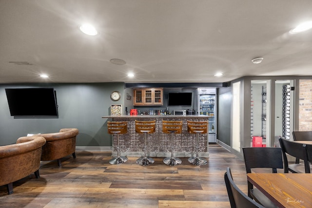 5401 Carpenter St, Downers Grove, IL 60515 - indoor dry bar featuring dark wood-style floors and recessed lighting