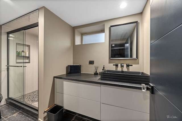 5401 Carpenter St, Downers Grove, IL 60515 - bathroom with vanity, a shower stall, and recessed lighting