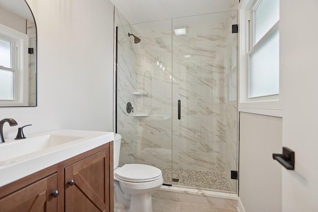 232 S Walnut St, Glenwood, IL 60425 - bathroom with plenty of natural light, a marble finish shower, and vanity