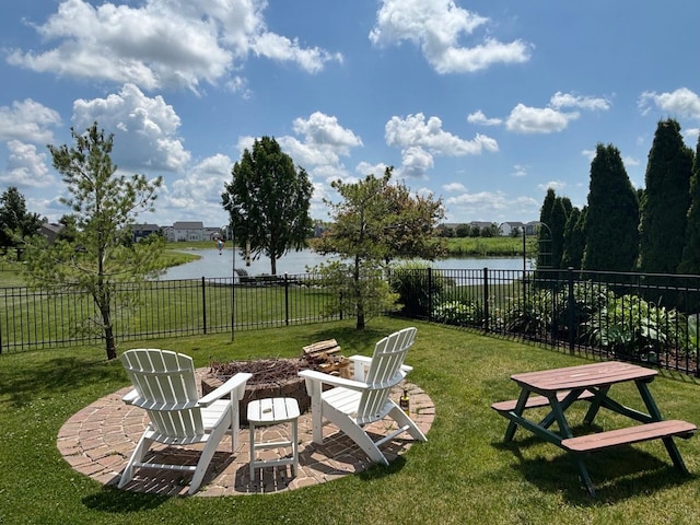 409 London Way, Savoy, IL 61874 - view of yard featuring a water view and a fire pit