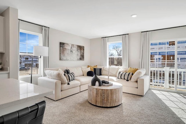 442 Lakeshore Ct, Saint Charles, IL 60174 - living room featuring carpet floors and recessed lighting