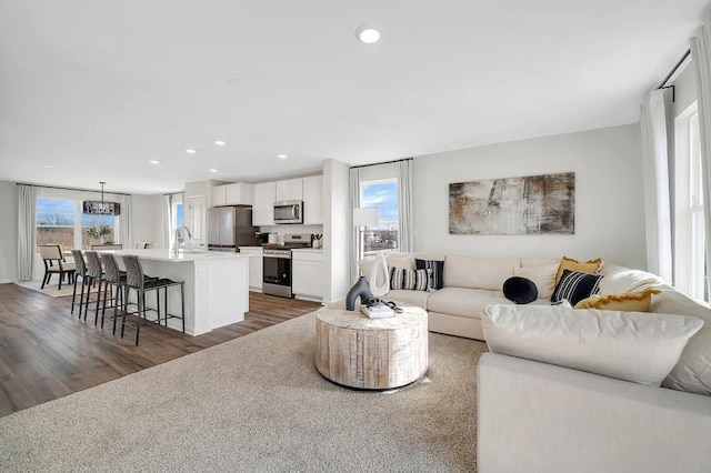 442 Lakeshore Ct, Saint Charles, IL 60174 - living room with wood finished floors and recessed lighting