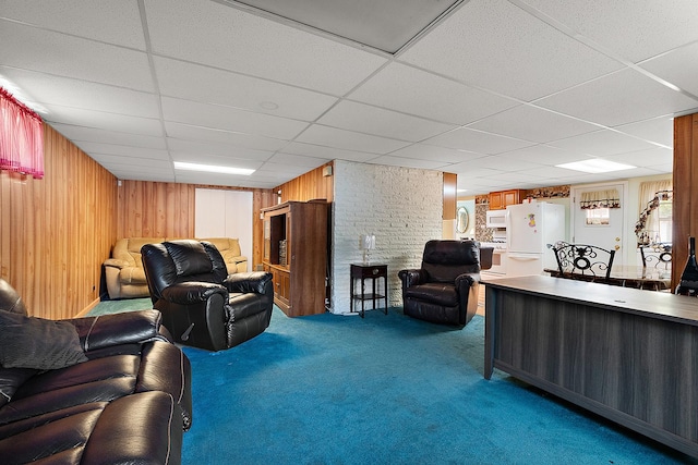 3806 168th St, Country Club Hills, IL 60478 - carpeted living room with a paneled ceiling and wood walls