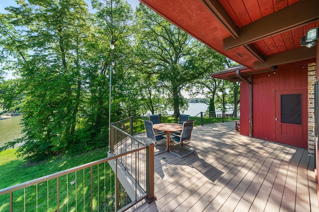 309 Holiday Dr, Lake Holiday, IL 60552 - deck featuring outdoor dining area, a water view, and a yard