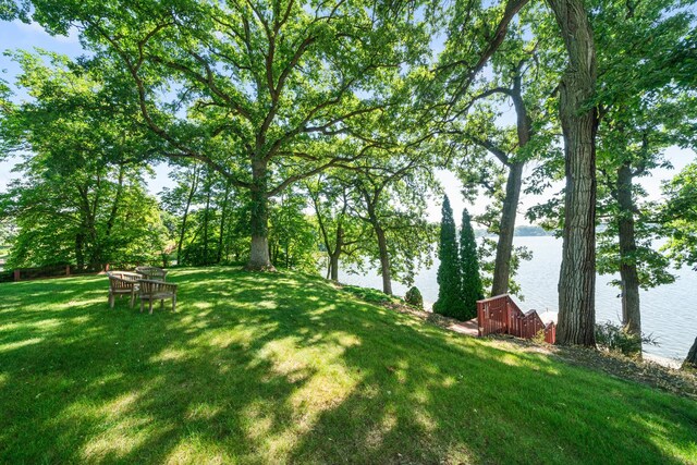 309 Holiday Dr, Lake Holiday, IL 60552 - view of green lawn featuring a water view