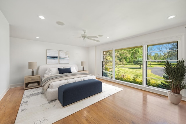 1050 Cedar Ln, Lake Forest, IL 60045 - bedroom featuring light wood-type flooring, recessed lighting, and a ceiling fan