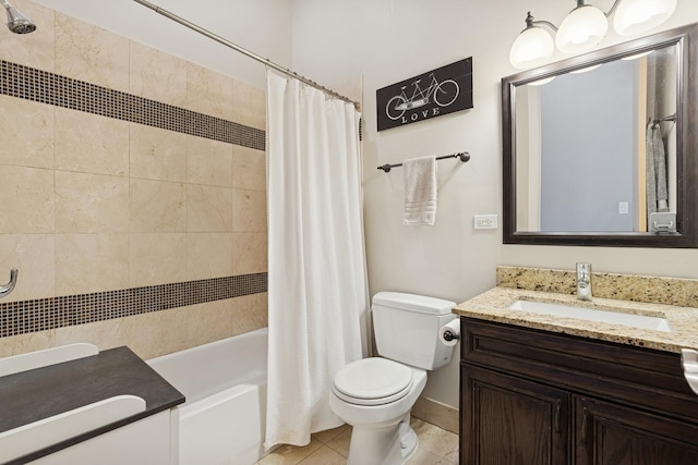 2047 N Leavitt St Unit 2N, Chicago, IL 60647 - full bathroom with vanity, shower / bath combination with curtain, and tile patterned flooring