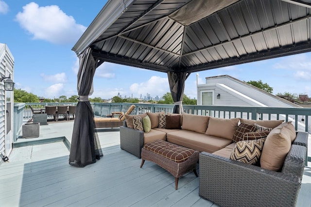 2047 N Leavitt St Unit 2N, Chicago, IL 60647 - deck featuring an outdoor living space and a gazebo