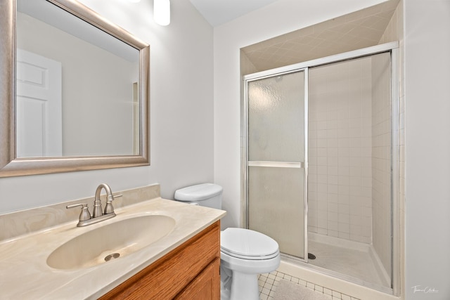 6730 Revere Rd, Downers Grove, IL 60516 - bathroom featuring a stall shower, vanity, and tile patterned flooring
