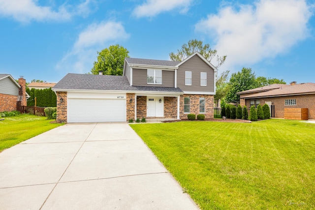 6730 Revere Rd, Downers Grove, IL 60516 - view of front of house featuring brick siding, a garage, concrete driveway, and roof with shingles
