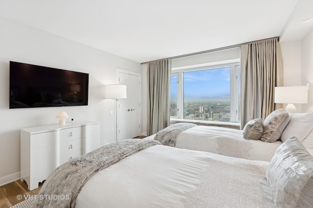 132 E Delaware Pl Unit 5101, Chicago, IL 60611 - bedroom featuring baseboards and wood finished floors