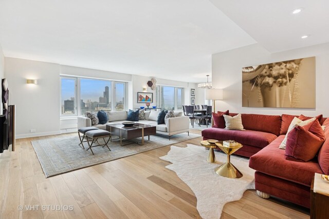 132 E Delaware Pl Unit 5101, Chicago, IL 60611 - living area featuring light wood finished floors and recessed lighting