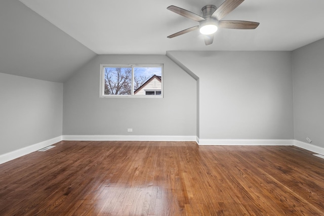 15607 Rose Dr, South Holland, IL 60473 - bonus room featuring ceiling fan, lofted ceiling, and wood finished floors