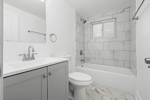 15607 Rose Dr, South Holland, IL 60473 - full bathroom with vanity, marble finish flooring, and shower / bathtub combination