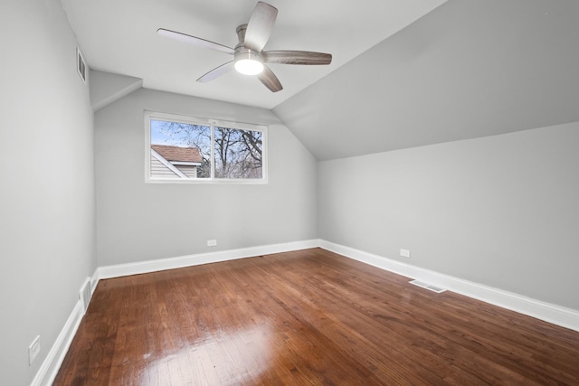 15607 Rose Dr, South Holland, IL 60473 - bonus room with ceiling fan, hardwood / wood-style floors, and vaulted ceiling
