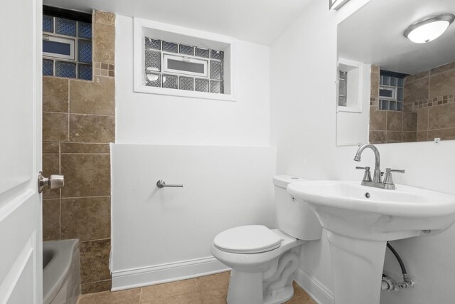 15607 Rose Dr, South Holland, IL 60473 - bathroom featuring tile patterned floors and tile walls